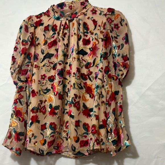 French Connection Mandarin Collar Blouse with Ruffled Puff Sleeves - Picture 3 of 16